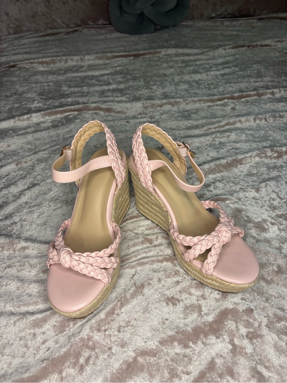 Blush Pink Braided Espadrille Wedge Sandals – Summer Staple